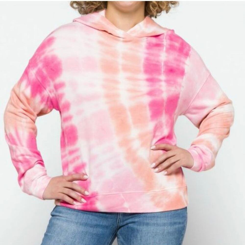 Sundry Womens Marlyn French Terry Hooded Sweatshirt Tie Dye Size 2 (Medium) NWT